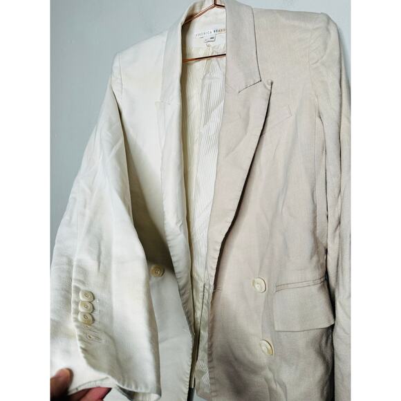 VERONICA BEARD Off-White Tan Two-Toned Braeton Dickey Jacket Blazer Size 8 - Picture 9 of 14